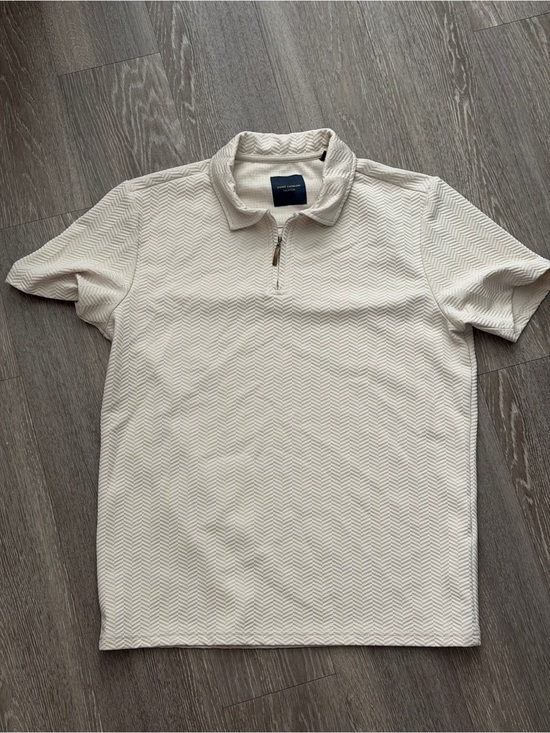Other - Men's Cream Short-Sleeve Zip Polo Shirt